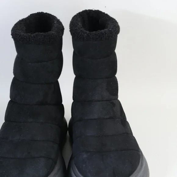 Moncler Hermosa Shearling Suede Quilted Ankle Boots Black 38.5 Woman's - Picture 5 of 16